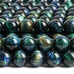 1 Strand Natural Stone Beads Strands Blue Green Tiger Eye Round Loose Spacer Beads For Jewelry Making DIY Bracelet Necklace