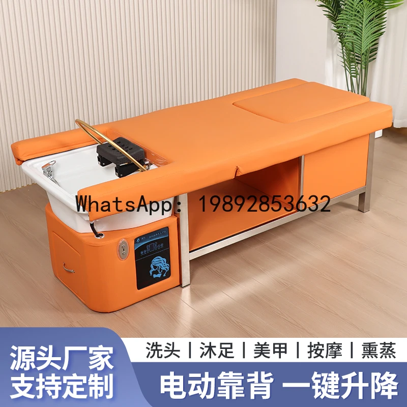 

Ceramic Basin Electric Lifting Shampoo Bed Beauty Salon Special Water Circulation Head Therapy Foot Therapy Integrated SPA Bed