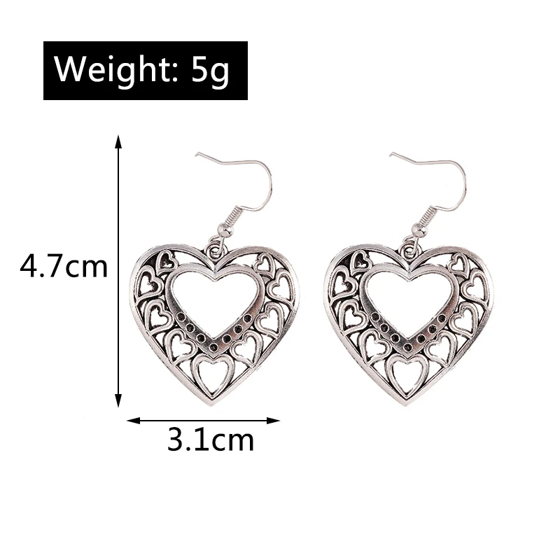 أقراط متدلية على شكل قلب من سبيكة عرقية للنساء والفتيات وهدايا مجوهرات للحفلات والعطلات #6