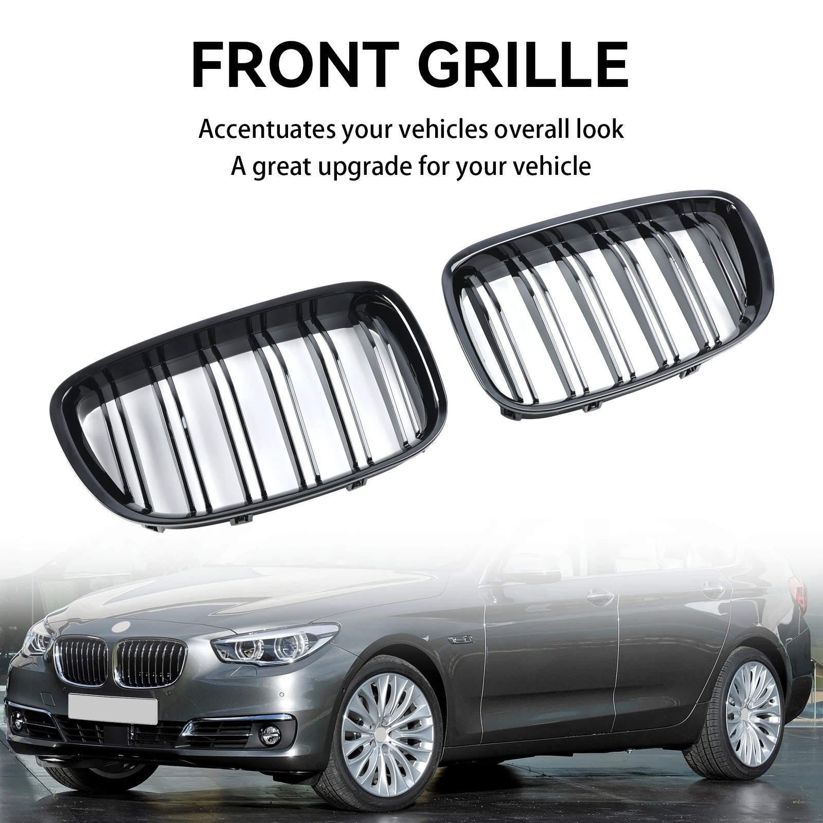 

Artudatech Gloss Black Front Kidney Grille Grill Fit for BMW 5 Series GT F07 2009-2017
