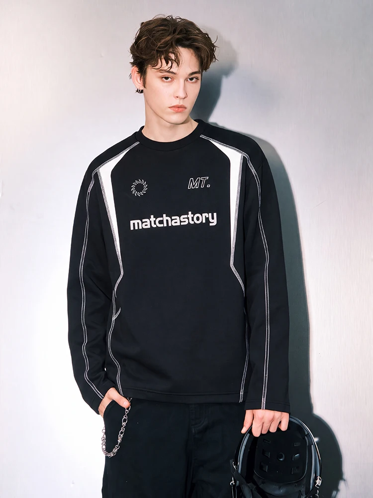 Matcha Story Color Block Long Sleeve T-Shirt Unisex Sportswear Soft Comfortable Cotton City Walk Office Outdoor Function Style