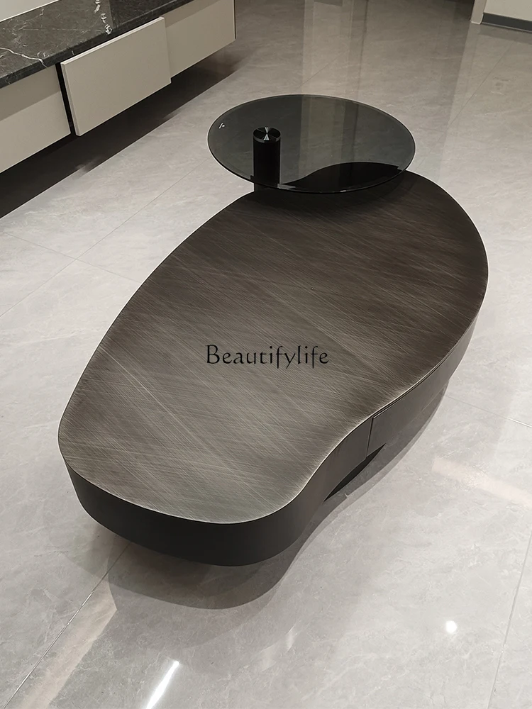 

Modern simple stainless steel special-shaped light luxury Italian mango combination coffee table