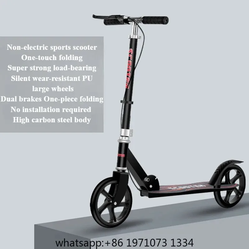 Portable Big Wheels Kick Scooter for Kids Teens and Adults Foldable Scooter with Adjustable Handlebars Dual Braking System