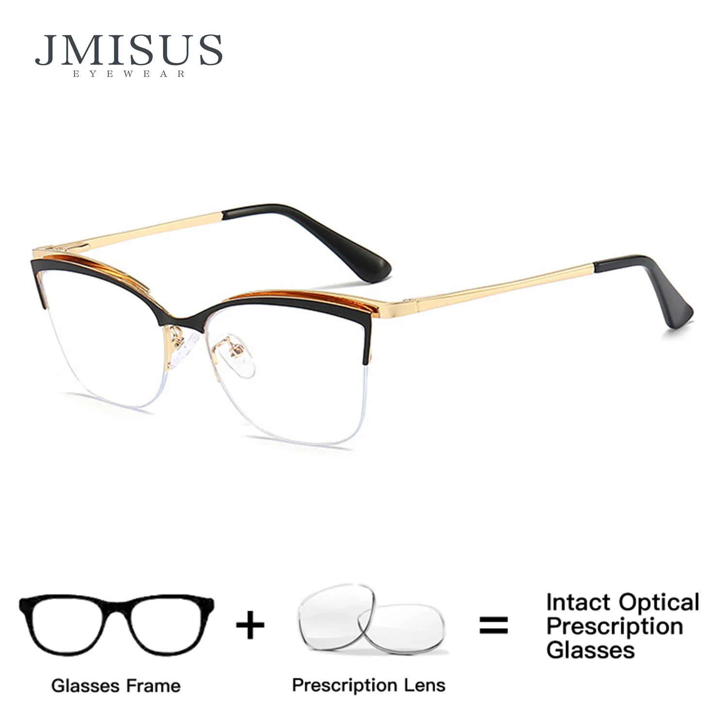 

JMISUS Fashion Half Rimless Optical Glasses Women with Recipe Anti-Blue Ray Photochromic Prescription Sunglasses