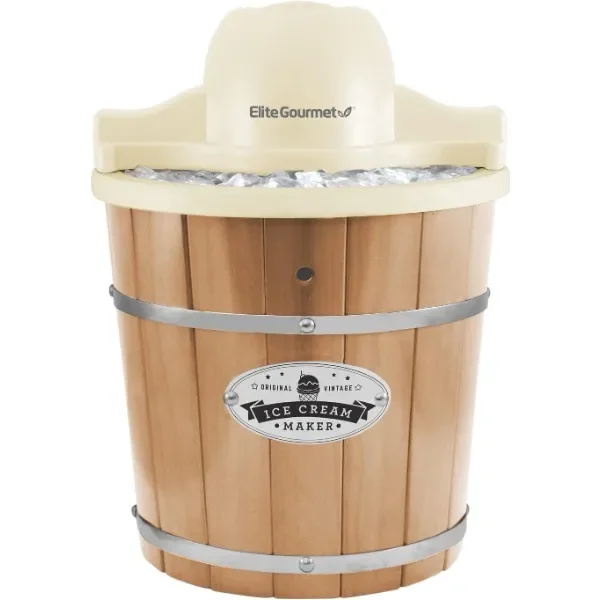 Elite Gourmet EIM-924L, 4 Qt. Electric Motorized Ice Cream Maker Ice & Rock Salt, 4Qt. Freezing Canister, Creamy Ice Cream