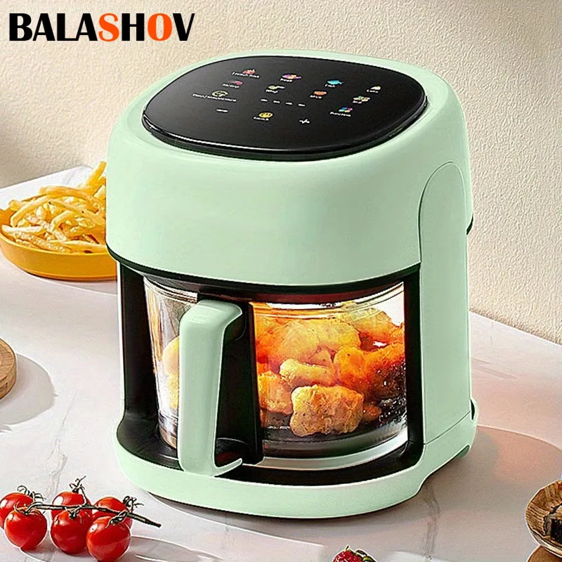 4.5L Smart Electric Air Fryers Oil-free Automatic Household Kitchen 360°Baking Convection Oven Deep Fryer Visible Window EU 220V