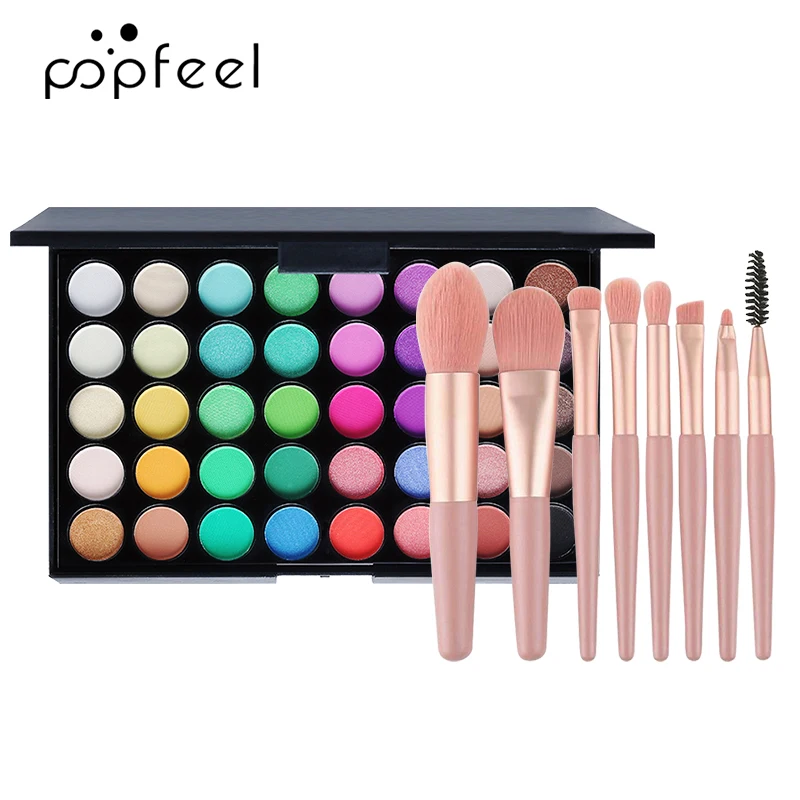 POPFEEL 40-Color Eyeshadow, Professional Eyeshadow Palette, Integrated Palette with Matte and Shimmer Shades, Waterproof and Swe