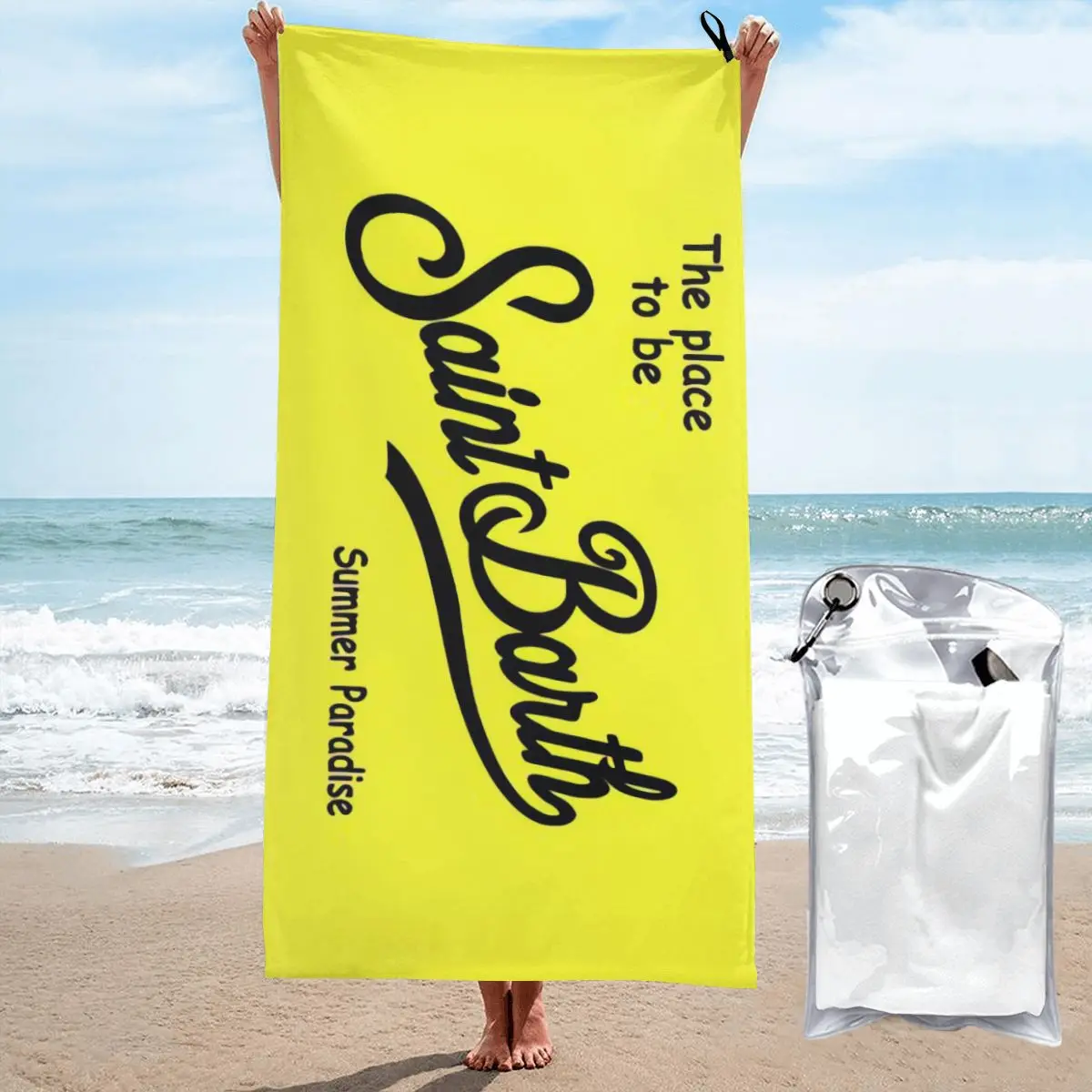 Microfiber Bath Towel S-Saint-B-Barth Print Quick Dry Sandless Beach Blanket Soft Comfortable for Men Women Camping Pool Towel