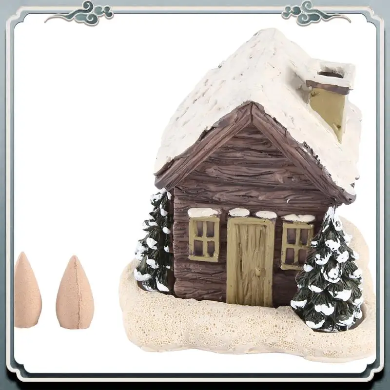 AC76-Log Cabina Bruciatore a cono di incenso invernale innevata, Bruciatore di incenso per cabina di Natale, Bruciatore di incenso per cabina di tronchi, Incenso per ambienti durevole