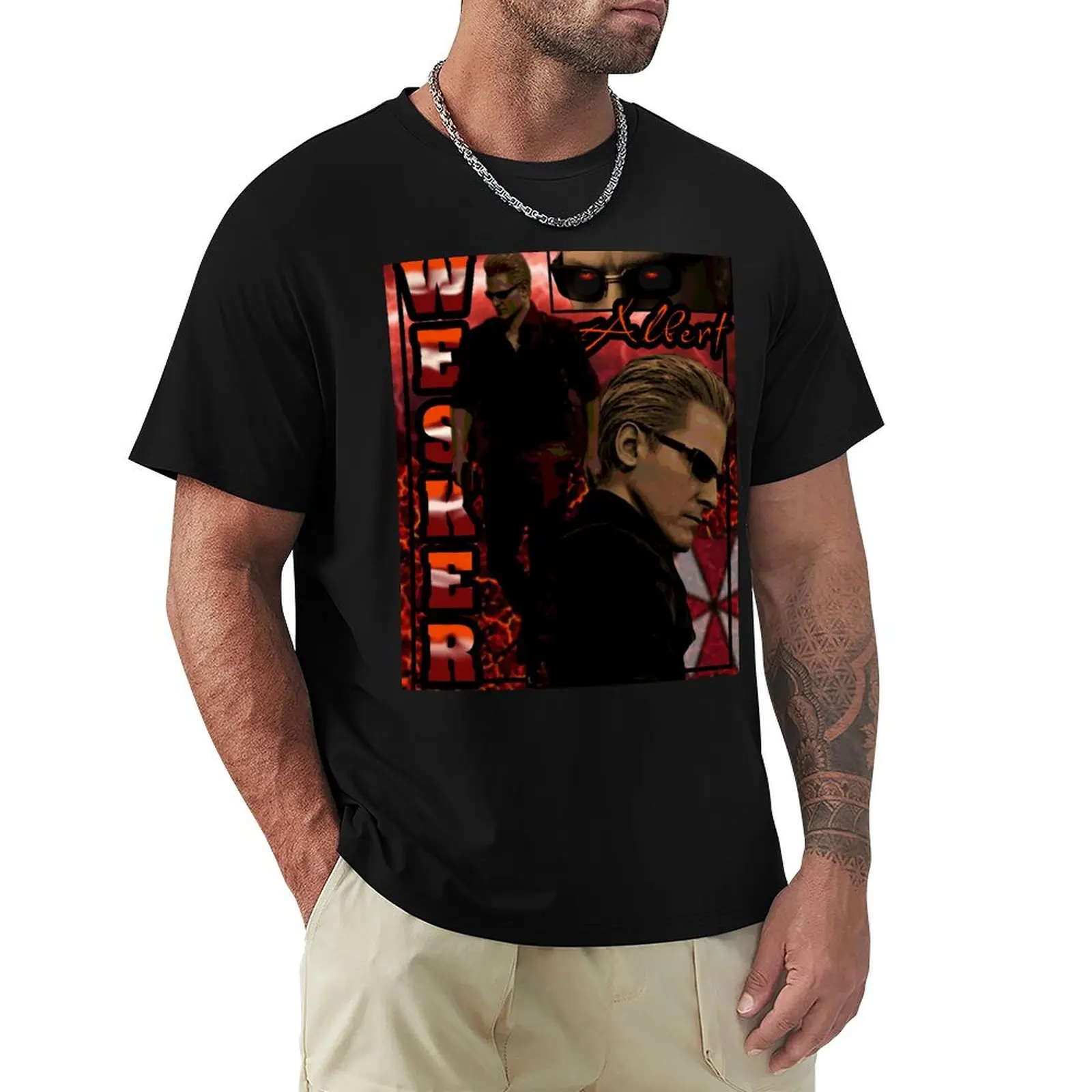 Albert Wesker 90s Graphic Tee T-Shirt Christmas Casual Short Sleeve Top