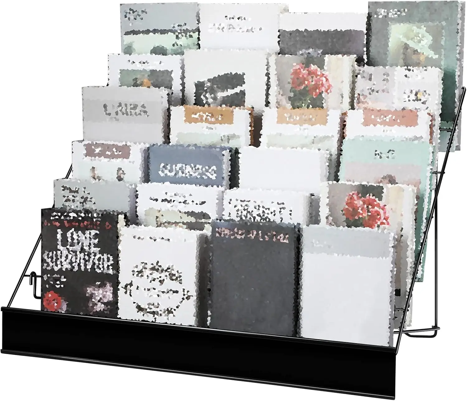 

6 Tier Wire Countertop Rack black Comic Book Holders Wide Wire Magazine Rack Tabletop Display Stand for Table Top Book B