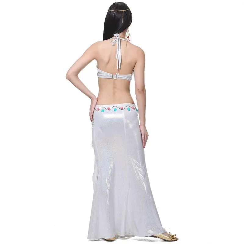 ハイエンドベリーダンススーツ生地パフォーマンス衣装シーズンダンスアパレルから白色ベリーダンス服セット