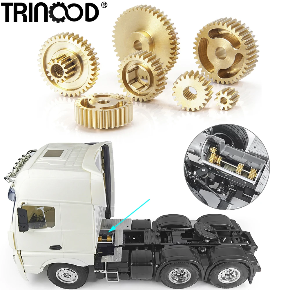 TRINOOD 7PCS Motor Gearbox Gear Set for 1/14 Tamiya RC Car Tow Drag Trailer Truck Man Scania Upgrade Parts