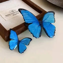1/2 Pcs Blue Series Butterfly Rhinestones Duckbill Hair Clips for Women Fairycore Pastoral Style Sweet Fashion Accessories Set