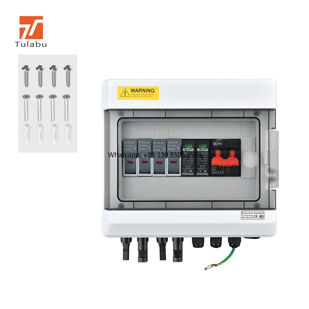 

PV 1/1 IP65 1 in 1OUT 1/2/3/4 Strings Array 16A 500V 1000v DC Solar PV Combiner Box for Solar System
