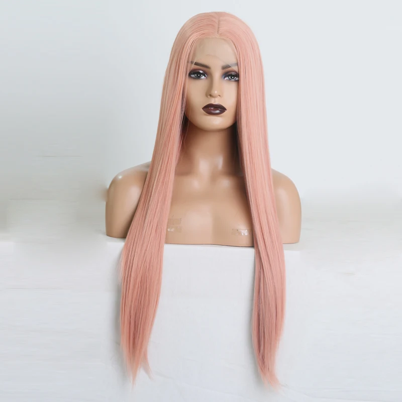 Charisma Synthetic Lace Front Wig Long Silky Straight Hair Pink Wig For Women Soft Synthetic Lace Wigs Cosplay Daily Use