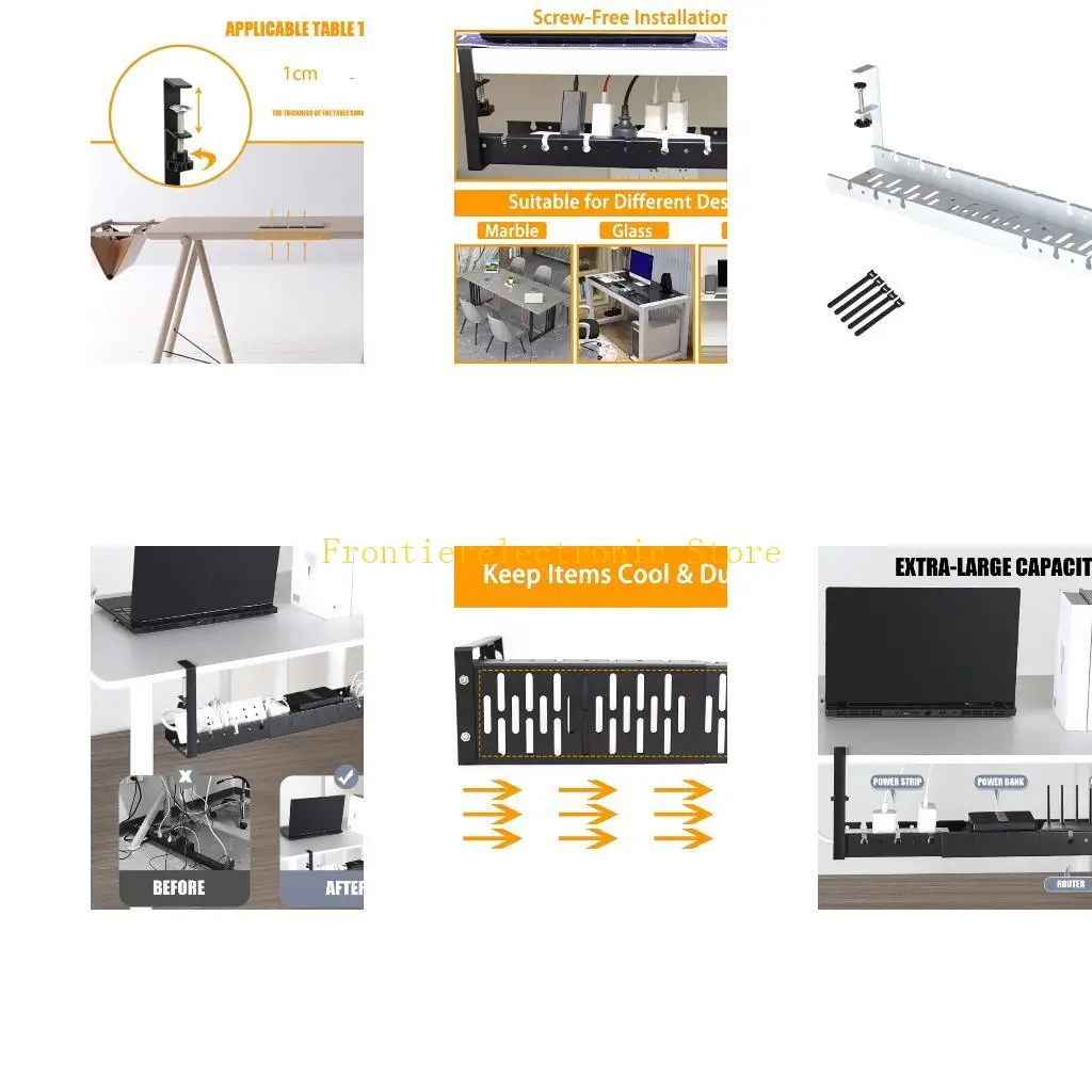 G8DB Adjustable Under Desk Cable Holder Management Tray For Computer Wire