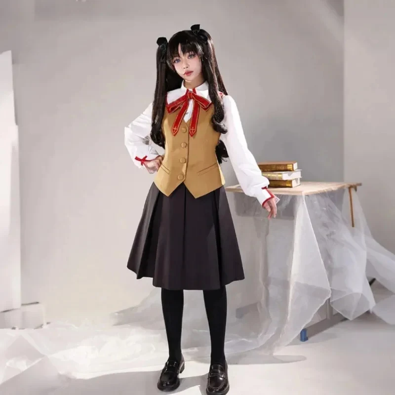 

Костюм для косплея по игре Fate Stay Night: Тосака Рин, повседневная школьная форма JK, полный комплект, для вечеринок, аниме, карнавалов, для девочек, FD1;6