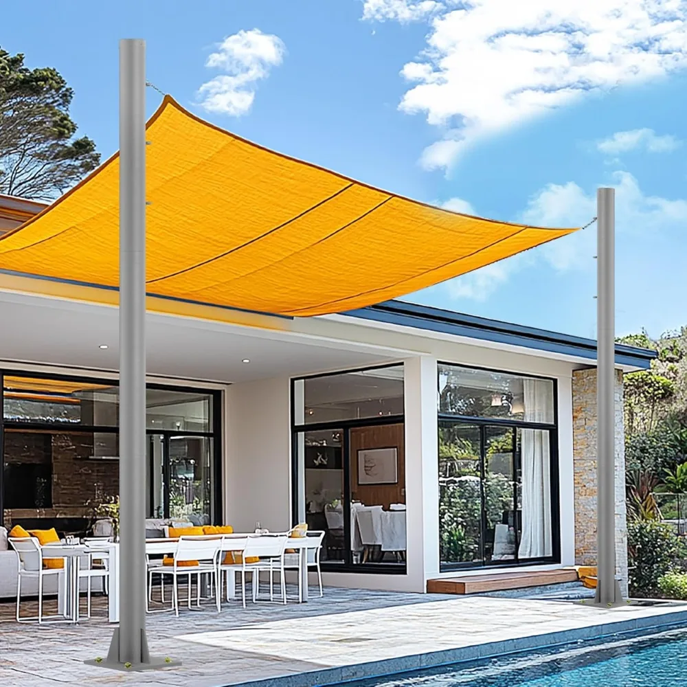 

2 Pack Sun Shade Poles, 10 FT Outdoor Sun Shade Poles for Deck, 2.4" Diameter Steel Heavy Duty Shade Pole Kit for Outdoor Terrac