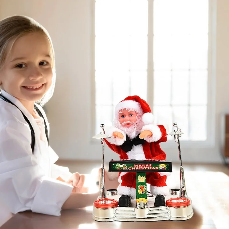 Christmas Electric Music Santa Claus Doll Playing Piano Ornament For Christmas Decorations For Children Gift