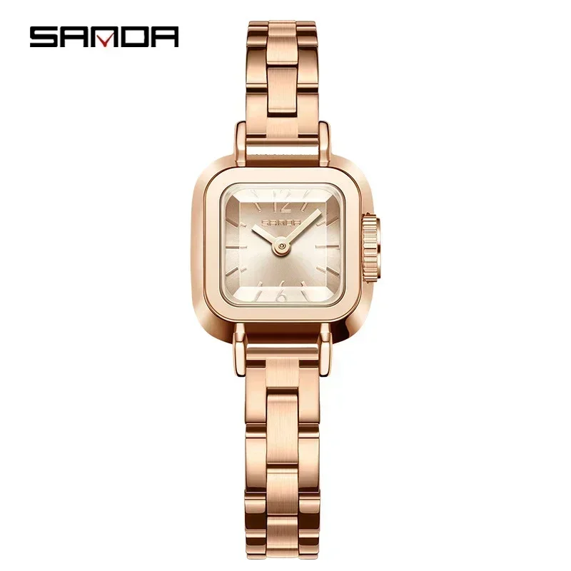 SANDA Original Fashion Watches for Women Quartz Gold Watch Luxury Casual Leather Wristwatches for Lady Clock Relogio Feminino