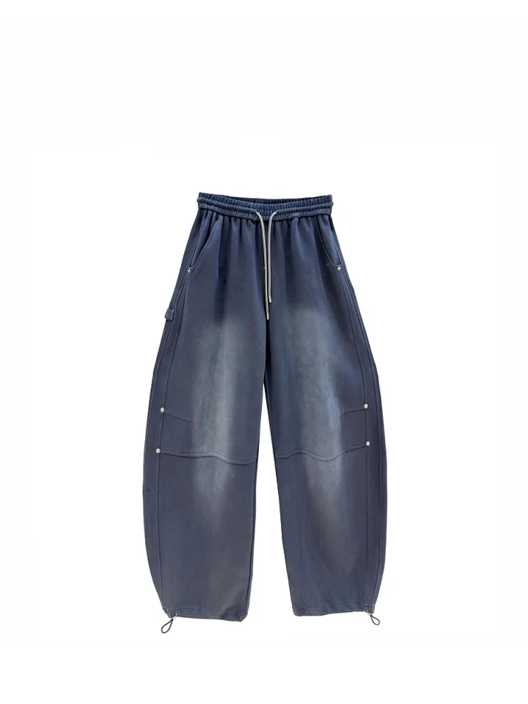 

Faionable Casual Waed Color Blo Workwear Sweatpants Women's Design Sensation Loose Fit High Waist Straight Leg Pants