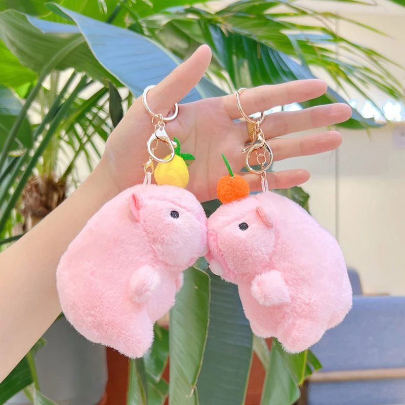 Cute Cartoon Capybara Plush Keychain Creative Fashion Fluffty Toy Kawaii Doll Car Keyring Backpack Decoration Accessories Gifts