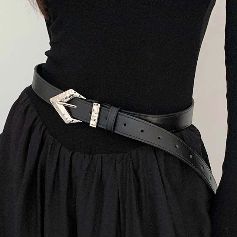 Punk Triangle Pointed Metal Buckle Belt Pu Leather Fashionable All-match Korean Belt Nightclub Hot Girl Shopping Jeans Belt