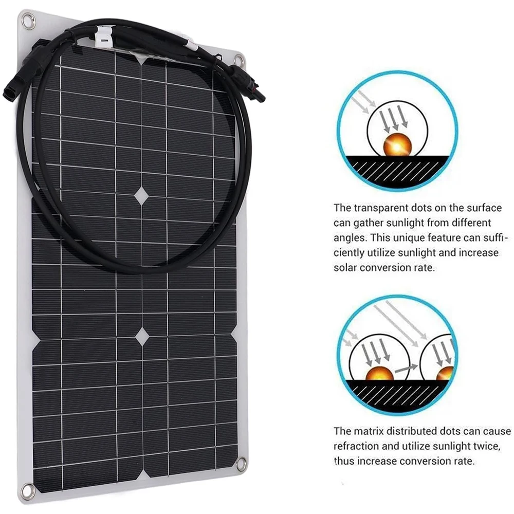 20W Solar Power Charger Portable Charger Rv  Panel Charger Flexible Outdoor  Panel  Kit