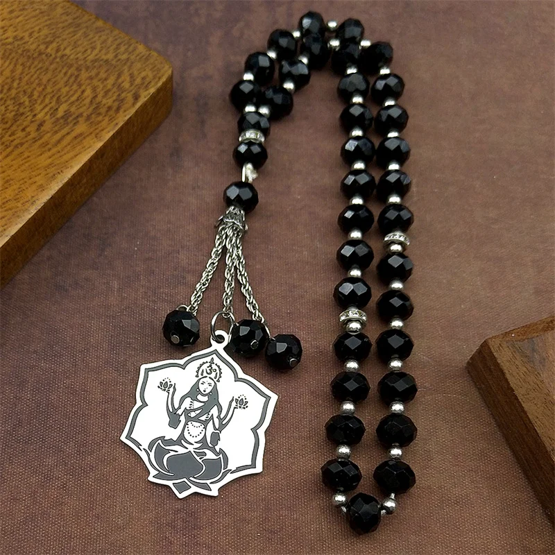 Dioses religiosos indios OM Brahma Lotus colgante de coche para Mujeres Hombres Acero inoxidable Color plata espejo de coche colgantes joyería regalo