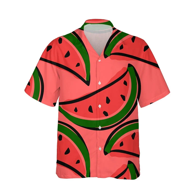 Summer Hawaiian Harajuku 3D Fruit Watermelon Printed Shirts For Men Children Funny Streetwear Short Shirts Fashion Clothes Shirt