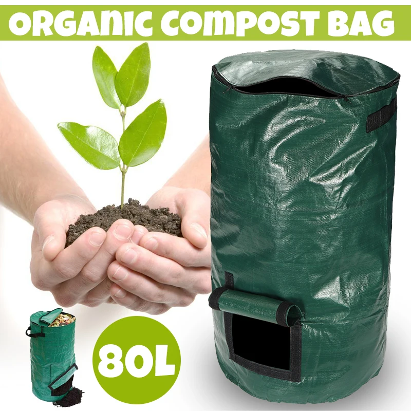 

80L Organic Compost Bag Waste Converter Bins Black Compost Unit Storage