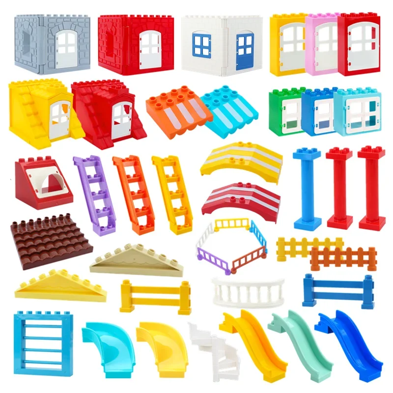 Big Building Blocks Dolls Home Roof Wall Window Door Compatible Large Bricks City Children Kids Assemblable Educational Toys