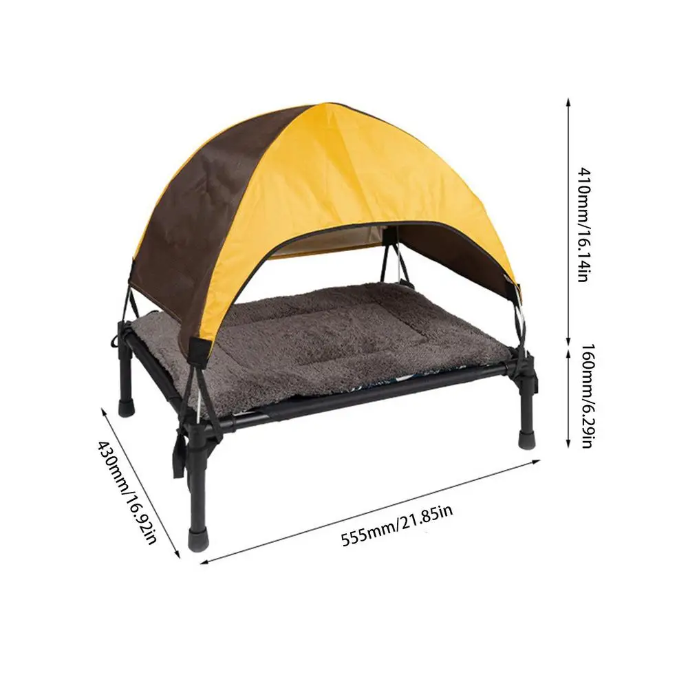 Cama de cachorro elevada ao ar livre dobrável berço para animais de estimação com dossel removível sombra tenda respirável cama de cachorro saco de transporte para acampamento