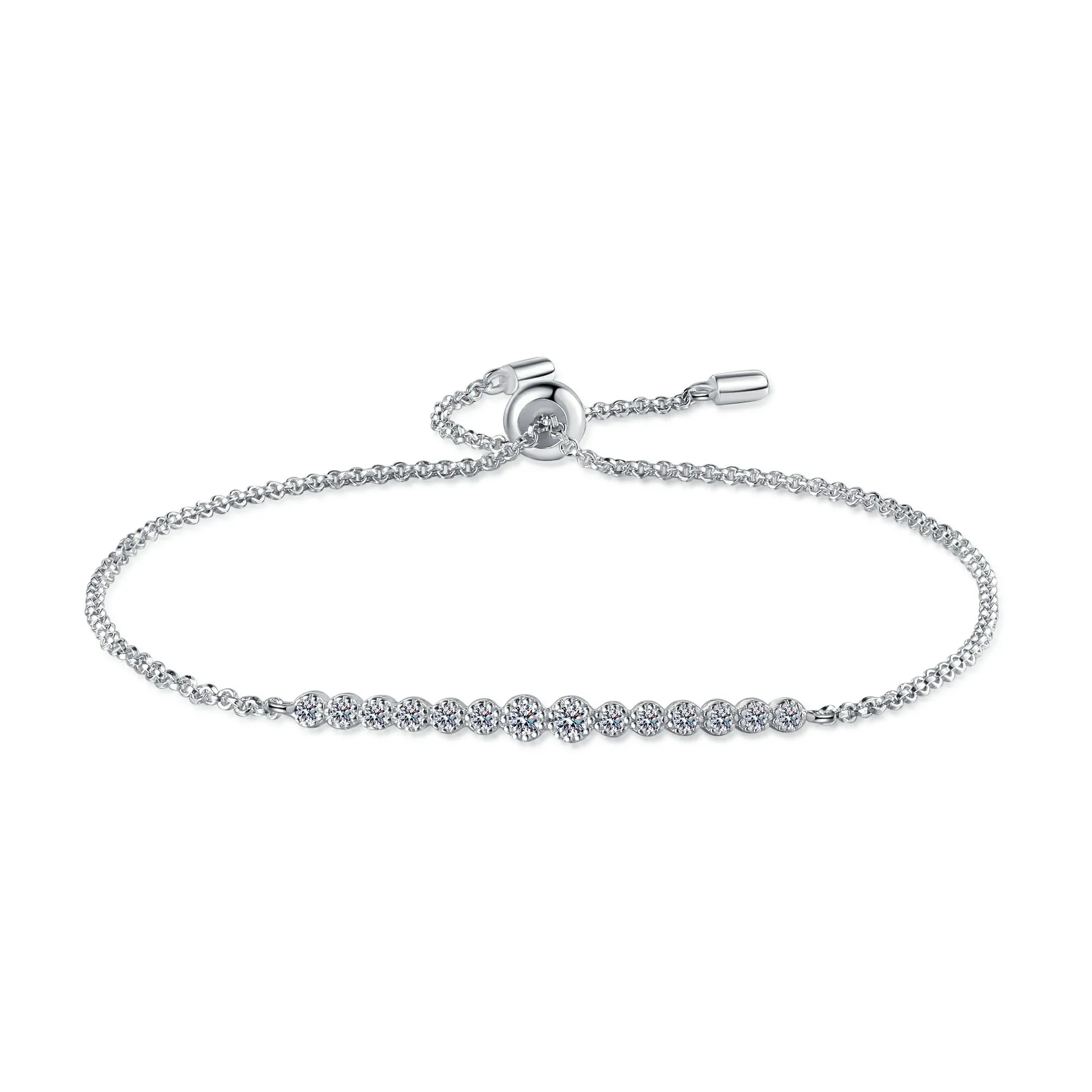 EUREKA  0.24cttw Gradient All Moissanite Bracelets for Women Round Brilliant Cut 100% S925 Sterling Silver Plated 18k Gold