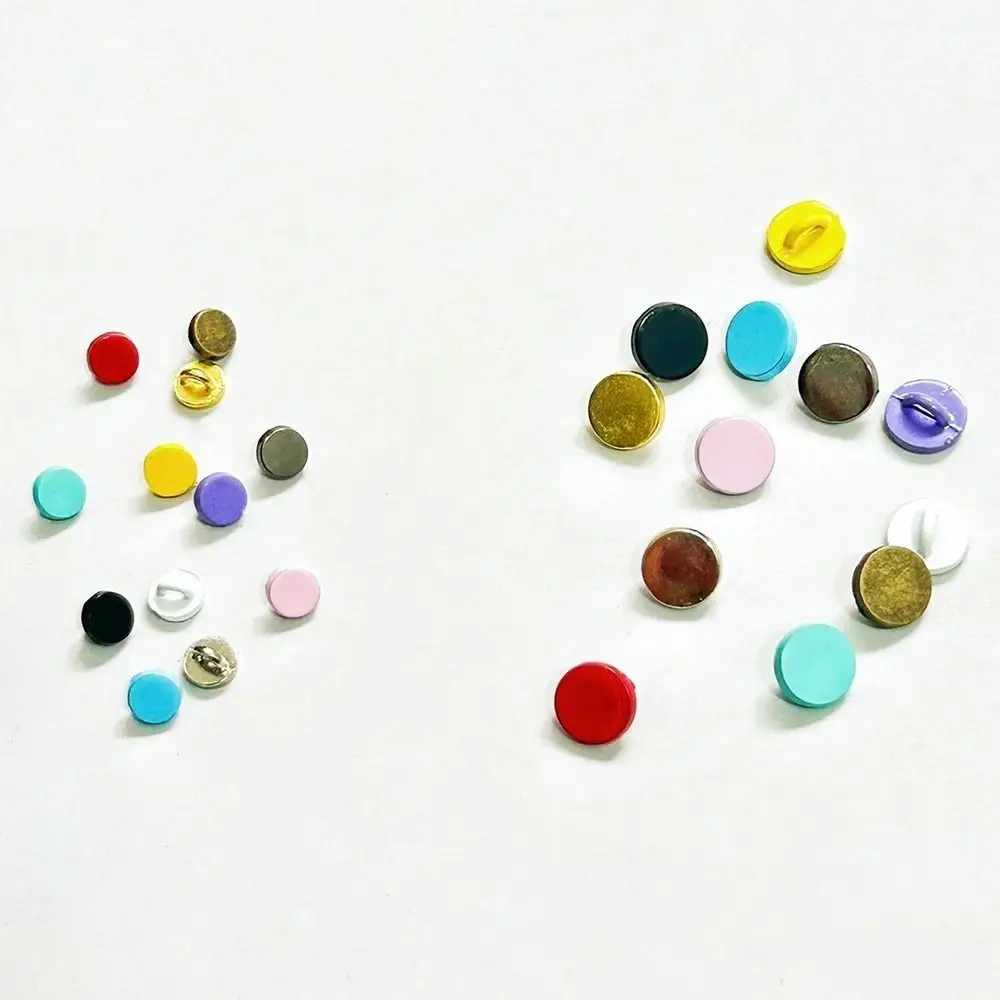 20 個 6 ミリメートル丸頭ボタンミニ金属超小型バックル手作り DIY バックルアクセサリー DIY 人形の服アクセサリー