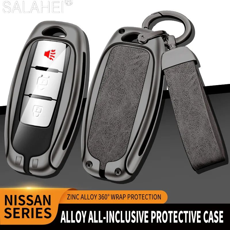 Leather Car Key Cover Fob Case Shell For Nissan X-Trail Qashqai Sentra Serena Tiida Teana Juke Leaf Micra For Infiniti Keychain