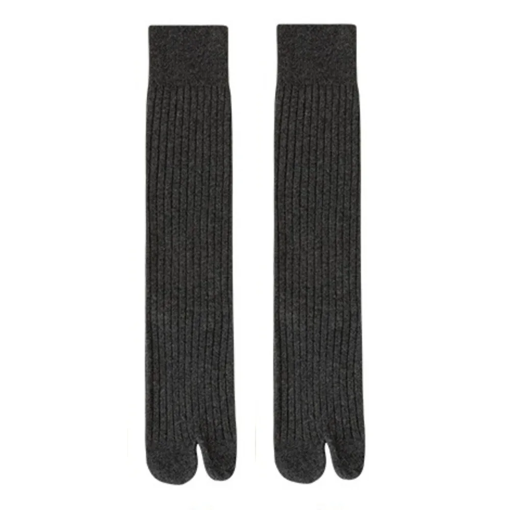 

Fashion Knitted Two Toe Stockings Knee High Thin JK Calf Long Socks Solid Color Harajuku Separate Toe Socks School