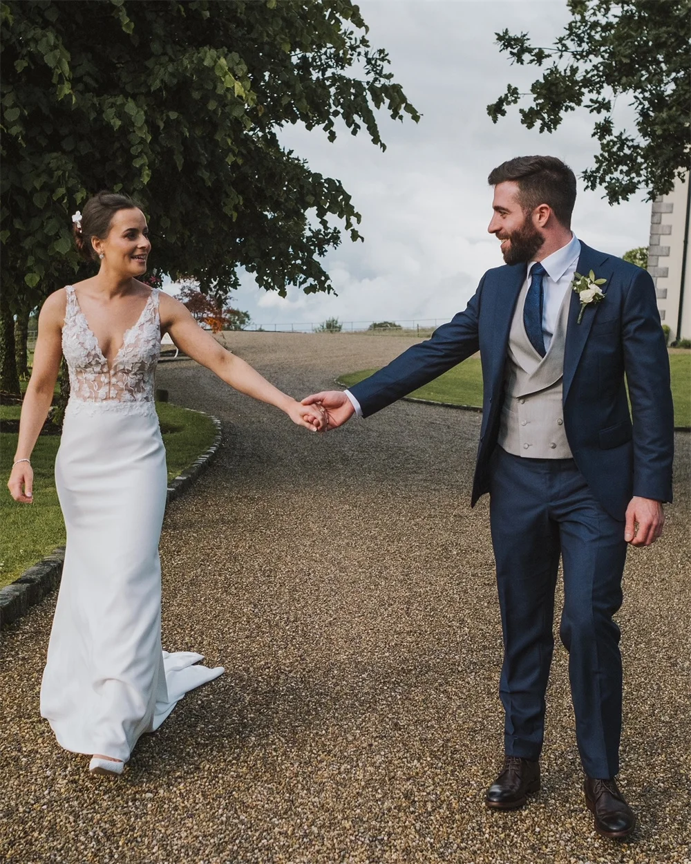 Aangepaste formele kapmouw zeemeermin trouwjurk klassieke witte jersey 2025, vestido de novia boho bohemien v-hals bruidsjurken