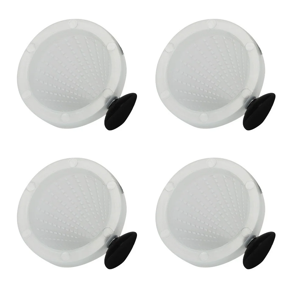 

4Pcs Pet Fish Feeder Sucker Design Hollow Plastic Feeding Cup Cone Red Worm Feeding Container Fish Tank