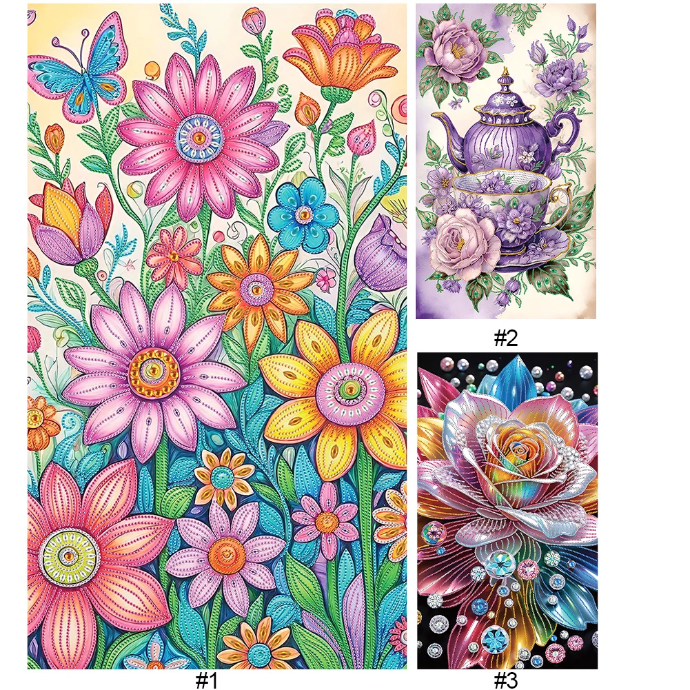 Decorazione floreale con pittura diamante a forma speciale parziale fai da te 5D