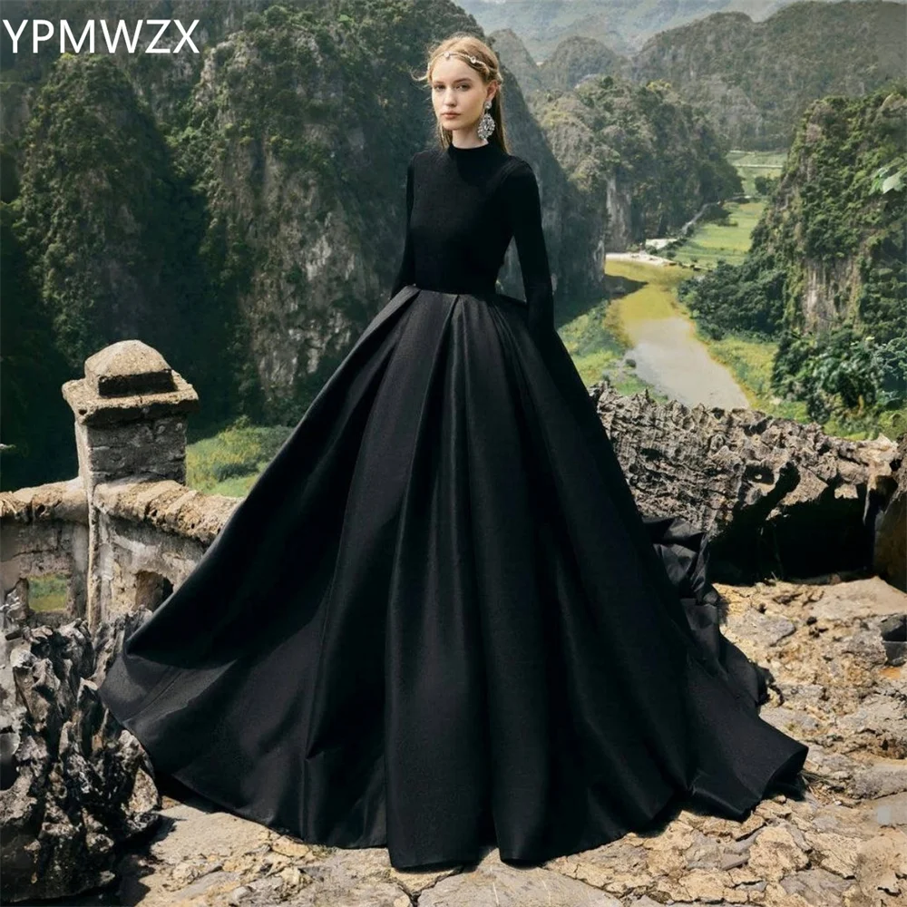 

Customized Evening Dress Formal Party Occasion Prom Gown YPMWZX High Collar Ball Floor Length Skirts Bead Draped Bespoke Occasio