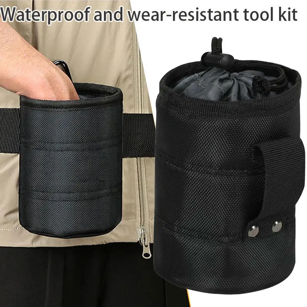 

Durable Black Tool Belt Pouch - Multi-Functional Screw & Nail Storage Bag, Thickened Wear-Resistant Organizer For Home Repairs