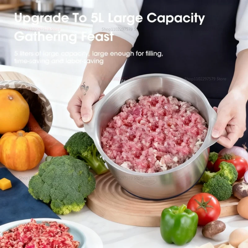 مفرمة لحم كهربائية، معالجات الطعام، مفرمة لحم من الفولاذ المقاوم للصدأ، مفرمة خضروات بسعة 5 لتر، مناسبة لتقطيع الطعام