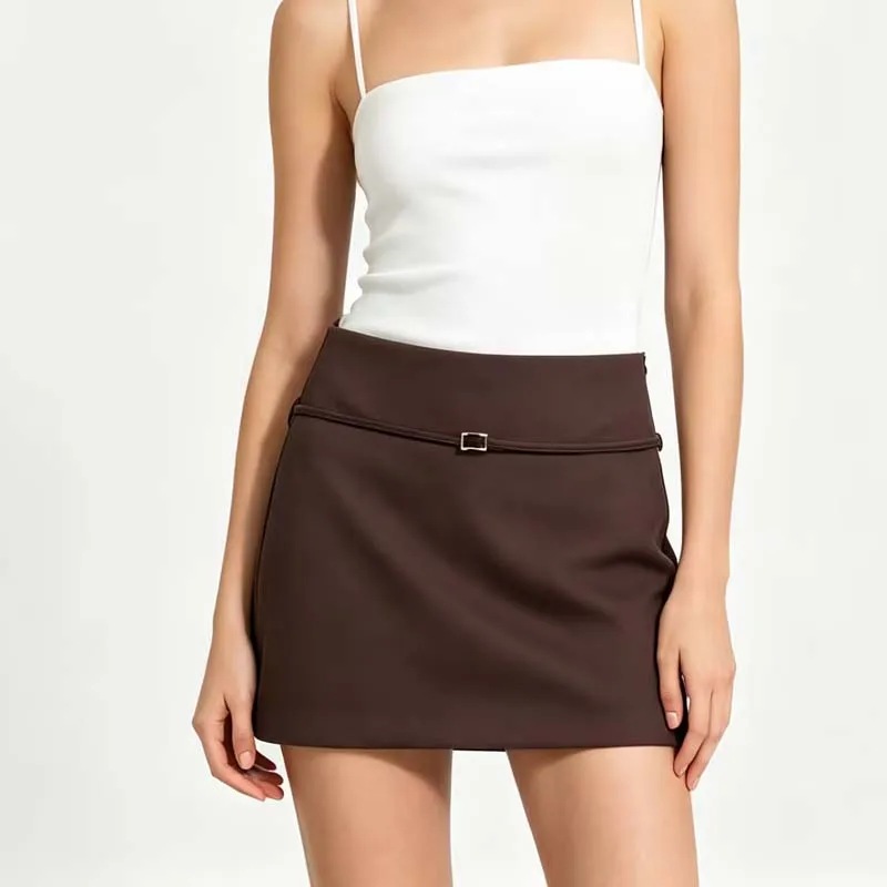 2026 Fashion Low Waist Mini Skirt Women Solid Color Simple All-match A-line Skirt Side Zipper Casual Shorts Skirts For Women