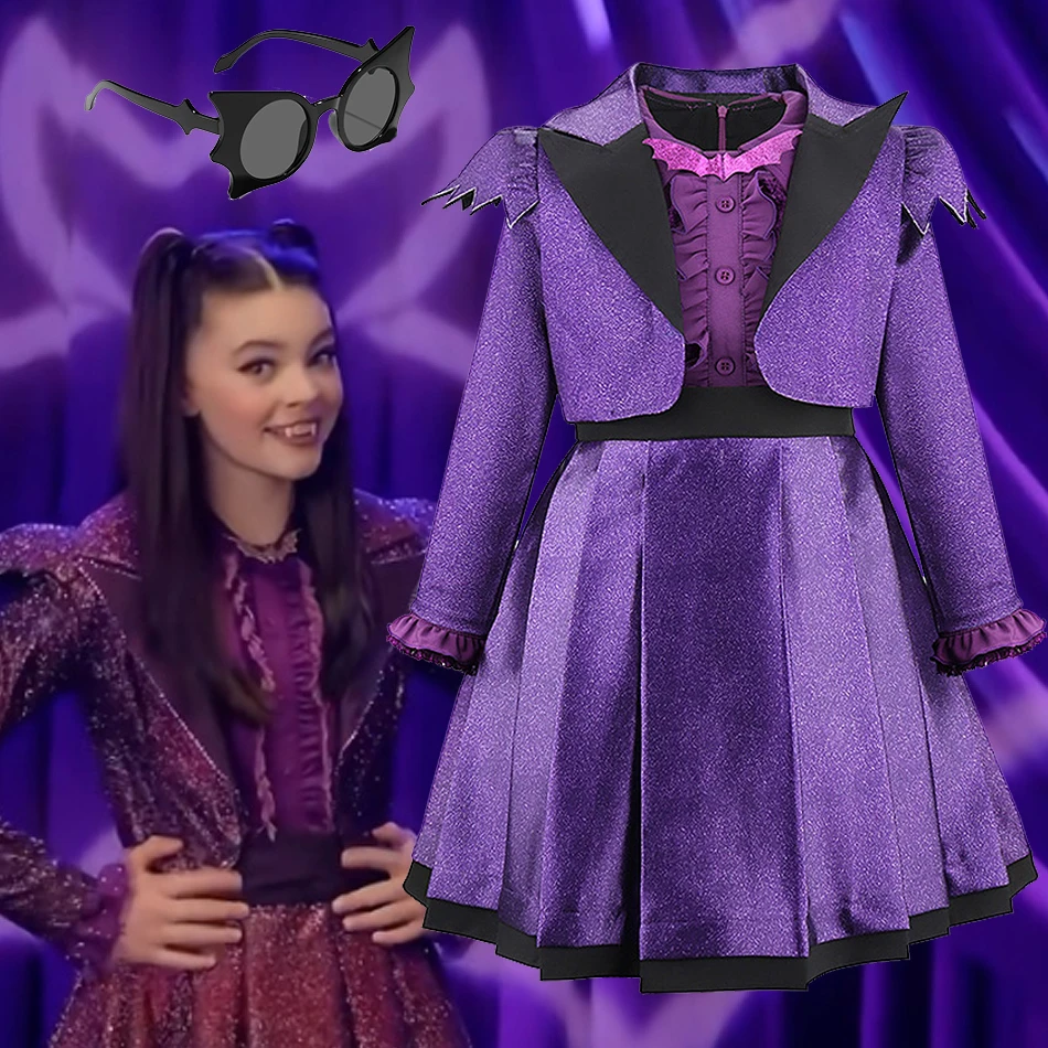 

Дисней Вампирина Подростковый вампир Косплей Vee Фиолетовое платье Костюм Детское карнавальное вечернее платье на Хэллоуин для девочек Одежда для выступлений