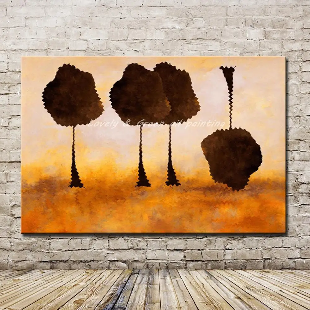 

Mintura Pop Art Hand-Painted Abstract Tree Landscape Oil Painting On Canvas,Modern Wall Picture For Living Room Hotel Decor Gift