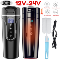 12V 24V Car Heating Cup Portable Electric Kettle 350/400ML Smart Digital Thermos Stainless Steel Coffee Mug Thermal Water Bottle