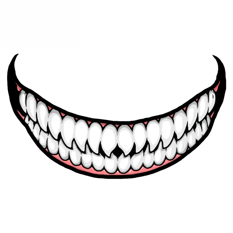 New Design Scary Devil Tooth Helmet Car Decal Motorcycle Decal Waterproof Scratch Trim Camper Fun Car, 15cm