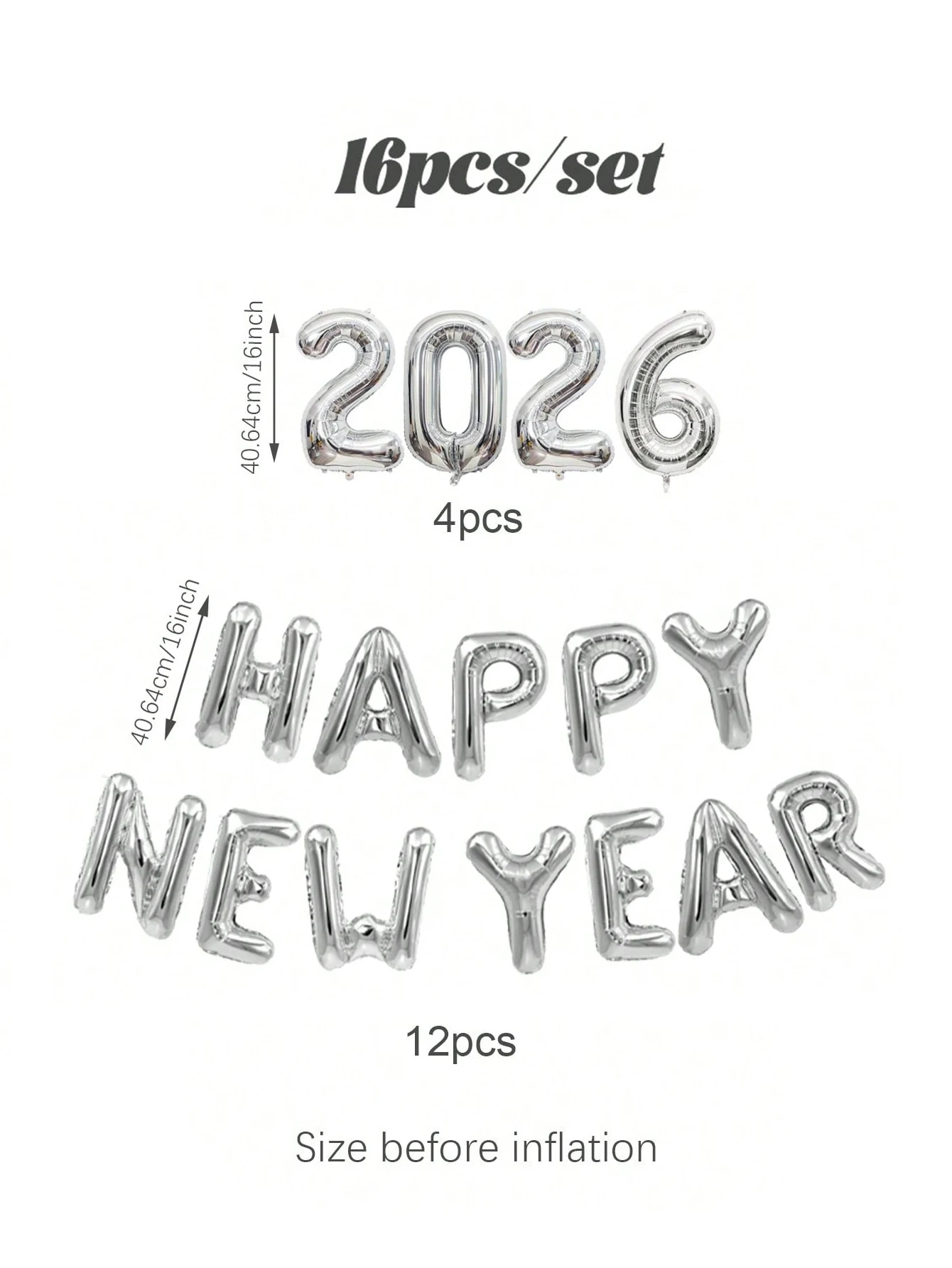 16 قطعة/المجموعة 2026 مجموعة بالونات سنة جديدة سعيدة، مناسبة لحفلة رأس السنة 2026، أعياد الميلاد، ديكور حفلات رأس السنة الجديدة #2
